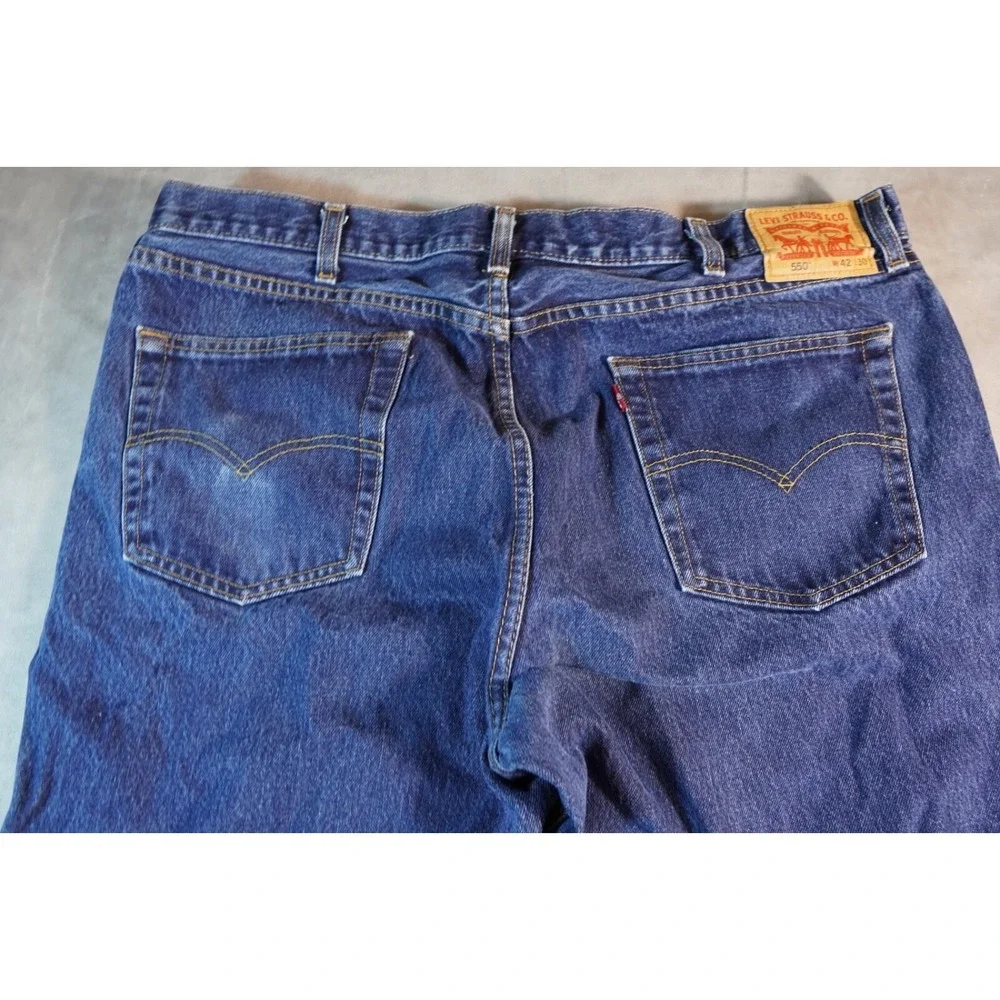 Levis 550 Relaxed Fit Straight Leg Jeans 42X30 Blue 5 Pocket Red Tab Denim Pants